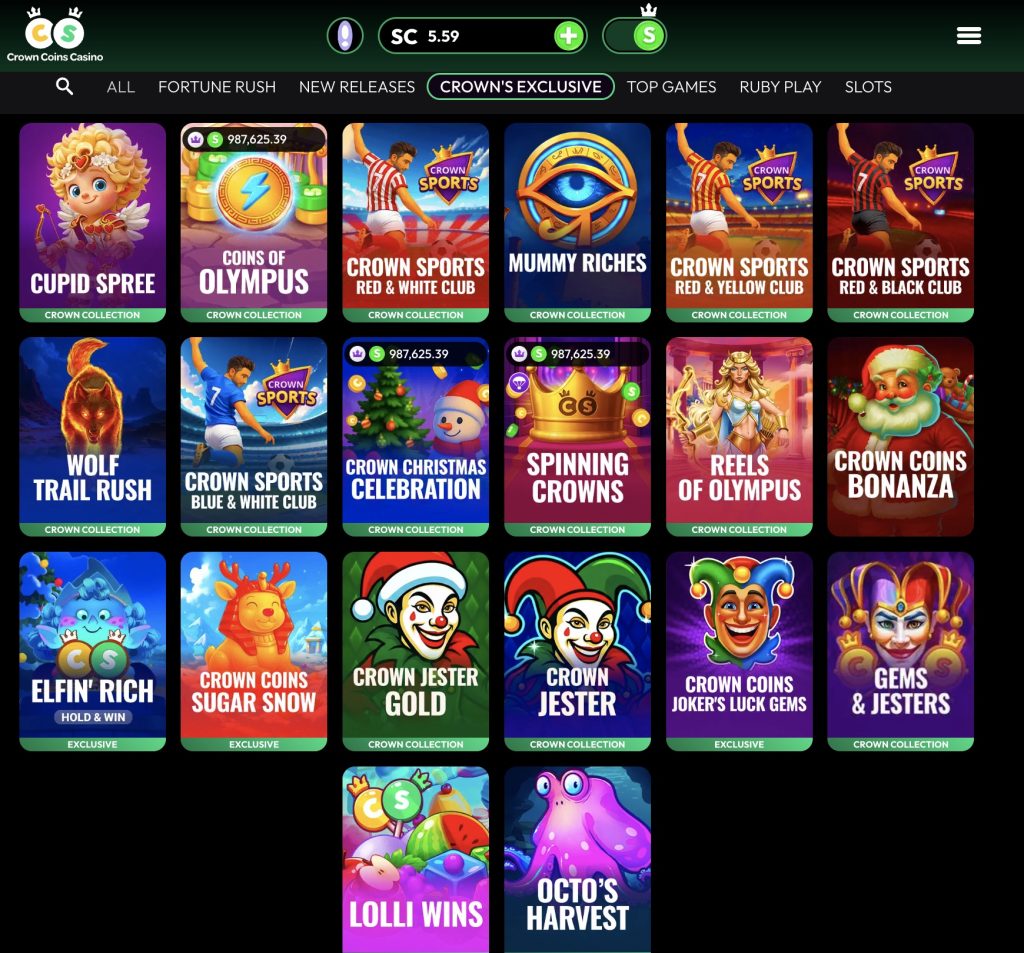 Crown Coins Casino Exclusive Games